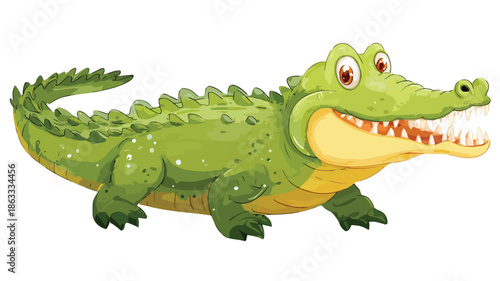 Adorable Cartoon Crocodile on White Background Vector Illustration