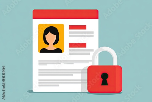 Digital identity theft concept with a broken lock and user profile, illustrating the vulnerability of online accounts and the importance of cybersecurity measures for protection