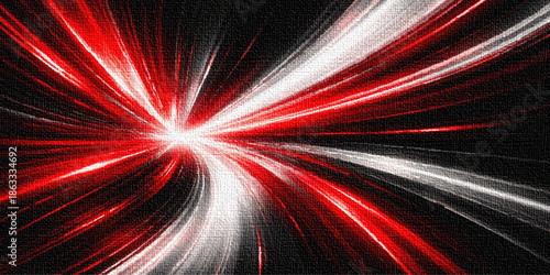 Abstract red and white fractal burst illustration featuring motion blur and light energy lines for a high-speed technology wallpaper design