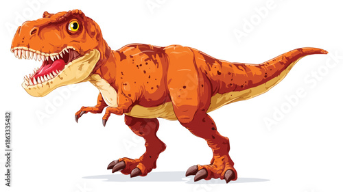 Cute Tyrannosaurus Cartoon Character Isolated on White Background Vector Illustration