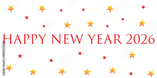 Happy New Year 2026 poster design with fireworks on clean background. New year banner and poster design best for greetings and social media use.
