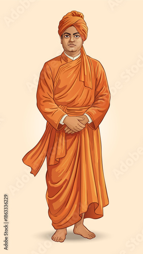 Swami Vivekananda Jayanti Inspirational Vector Illustration
