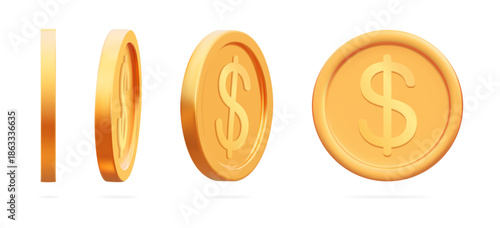 Realistic 3D dollar symbols with metallic texture. Isolated currency elements perfect for casino apps, treasure concepts, investment platforms, and financial success illustrations.