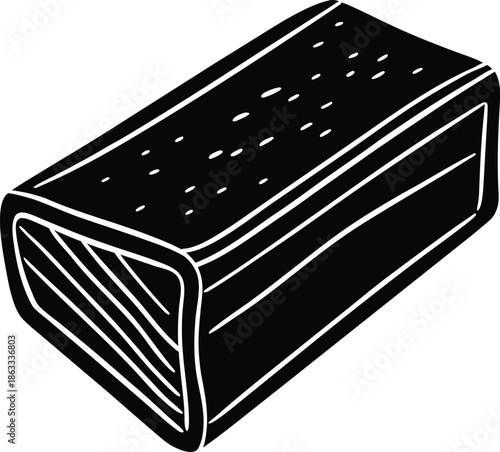 Black and white of a pack of cigarettes outline