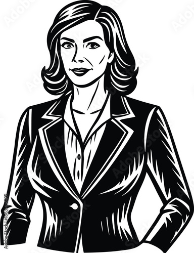 Businesswoman in black and white portrait suit