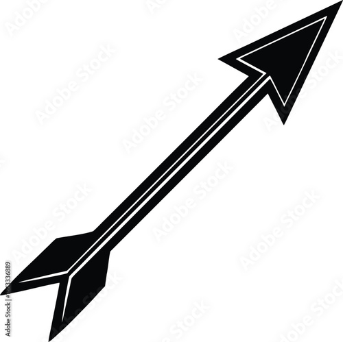 Black arrow with white outline on white background