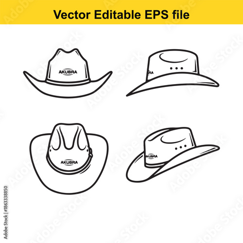 Four different styles of cowboy hats