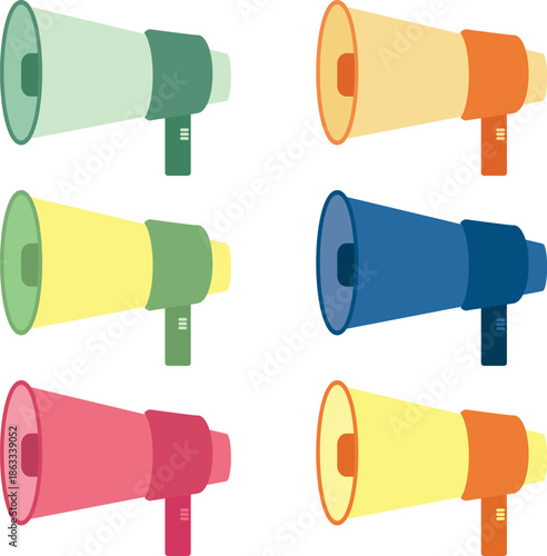 Megaphone collection. Megaphones. Speaker