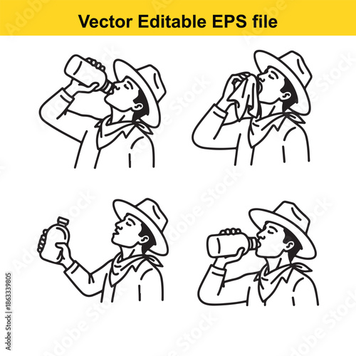 Cowboy drinking from bottle