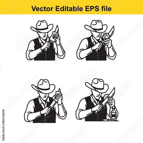 Cowboy with rope and knife