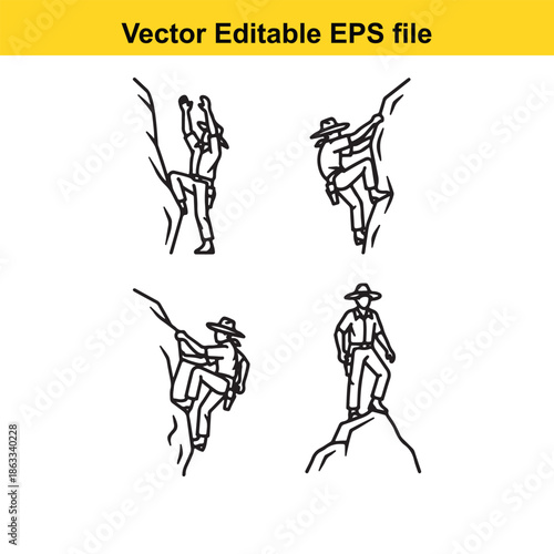 Four hikers in various positions