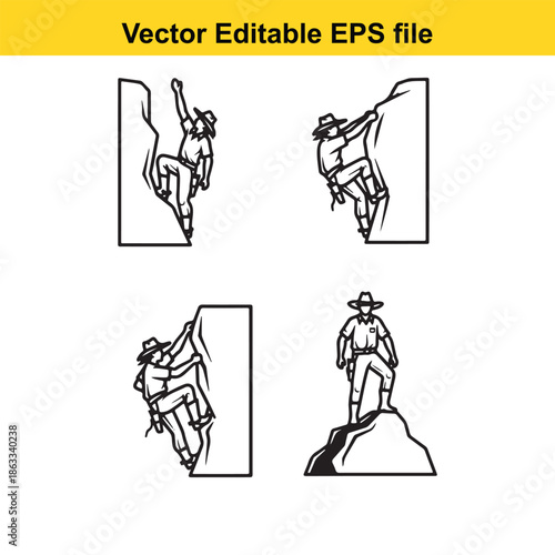 Four hikers conquering mountains
