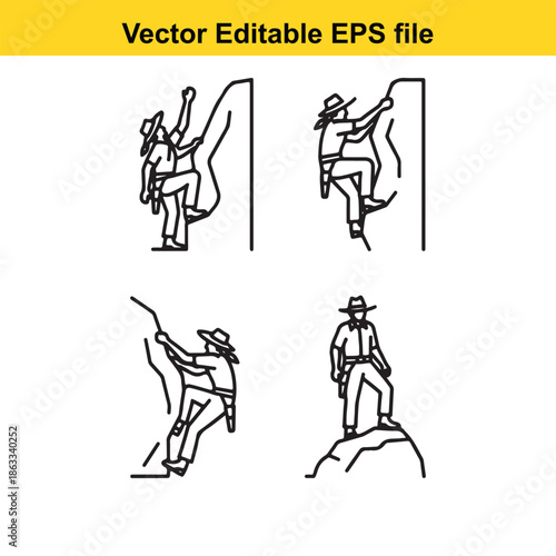 Four climbers engaging in rock climbing