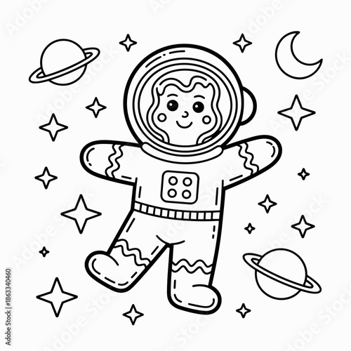 Gingerbread astronaut floating in orbit - Perfect for science gifts.