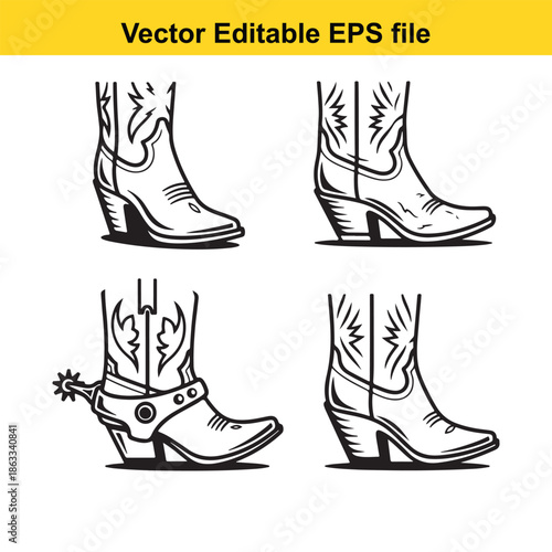 Collection of western cowboy boots