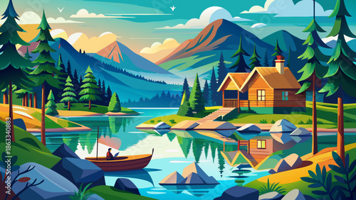 Very beautiful summer holiday scene capturing peaceful lakes, green forests, and relaxed outdoor lifestyle reflecting the natural beauty of Finland.