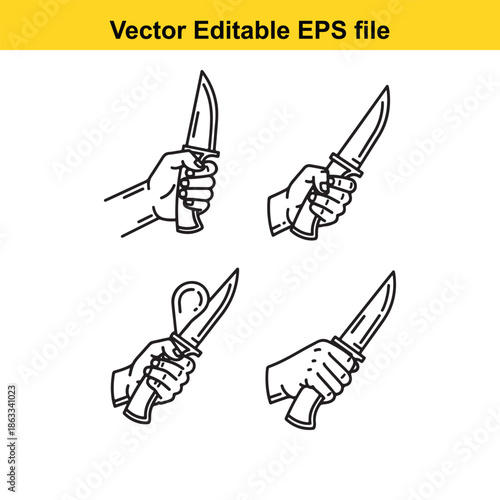 Four different knife grips illustrated