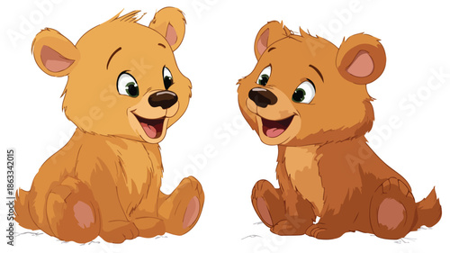 Adorable Baby Bear Cartoon Vector Illustration on White Background
