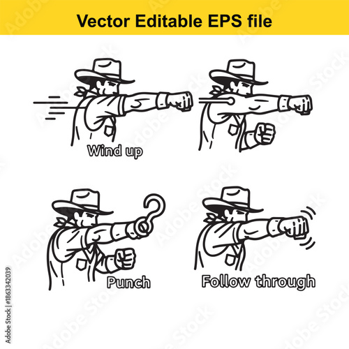 Cowboy demonstrating punch techniques