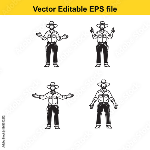 Four ranch hands in various poses