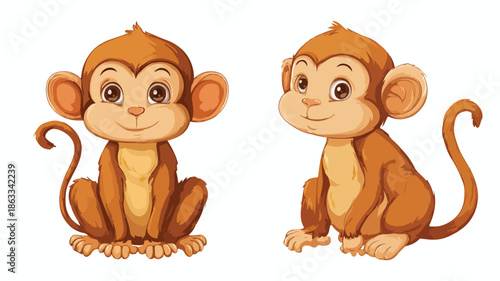 Adorable Cartoon Monkey Vector for Kids Design Projects on White Background