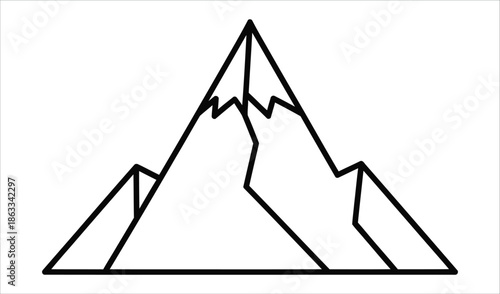 Mountain Peak Icon Vector Illustration, Snowy Summit Landscape, Adventure and Travel Flat Design Graphic