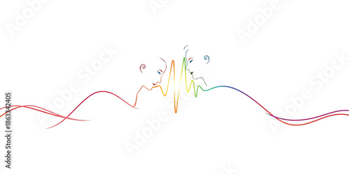Vector illustration of a business concept featuring a heart beat graph on a monitor designed with a sewing needle and thread art line