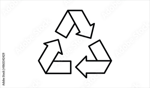 Recycling Arrows Icon with Green Leaves, Eco Symbol Vector Illustration for Sustainability