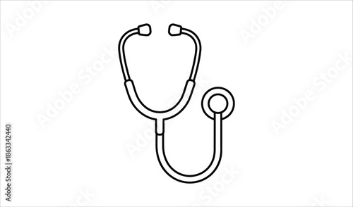 Doctor stethoscope icon, medical health symbol, cardiology flat design vector illustration
