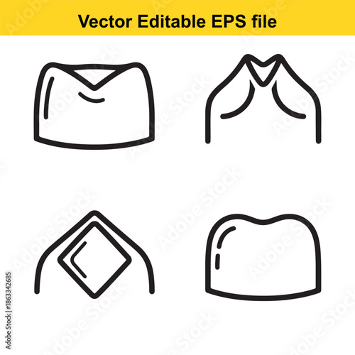 Four different shirt collar styles