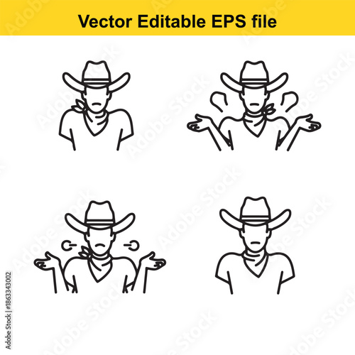 Four cowboys in various poses