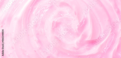 Cosmetic gel, serum transparent sample. Liquid cream with bubble texture. Gel texture of a cosmetic product. Clear liquid lotion for skin care.