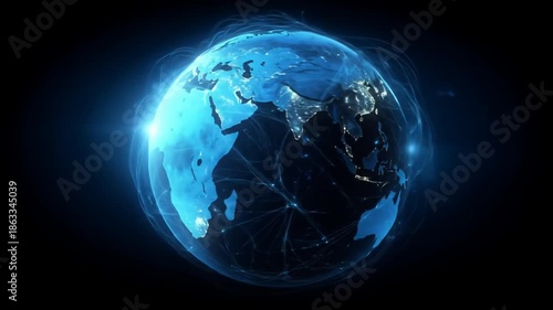Abstract earth globe showing connectivity and global network data
