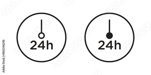 24 Hour time icons concept. Vector Line Icon Design. Simple flat style