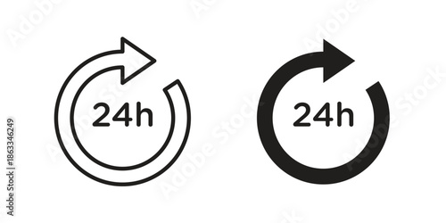 24 hours icons concept. Vector Line Icon Design. Simple flat style