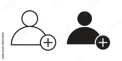 Add a new user icons concept. Vector Line Icon Design. Simple flat style