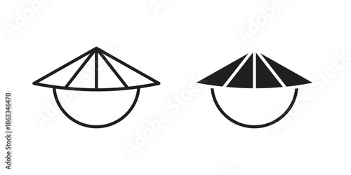 Bamboo hat icons concept. Vector Line Icon Design. Simple flat style