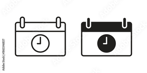 Calendar clock icons concept. Vector Line Icon Design. Simple flat style