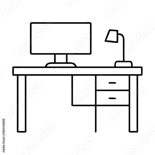 vector illustration of office desk