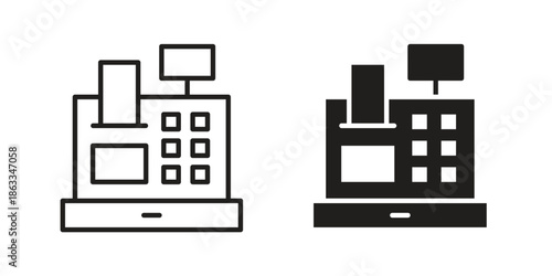 Cash register icons concept. Vector Line Icon Design. Simple flat style