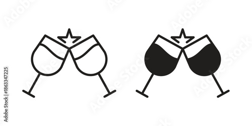 Clinking glasses icons concept. Vector Line Icon Design. Simple flat style