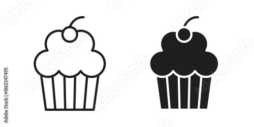 Cupcake icons concept. Vector Line Icon Design. Simple flat style