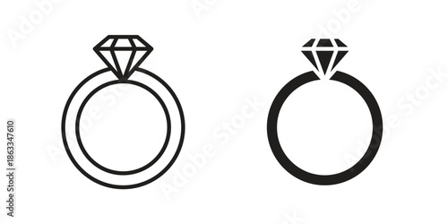 Diamond ring icons concept. Vector Line Icon Design. Simple flat style
