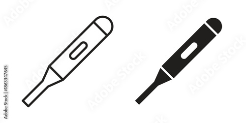 Digital thermometer icons concept. Vector Line Icon Design. Simple flat style