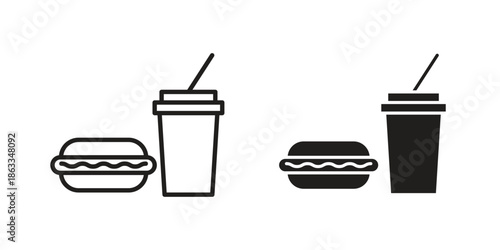 Fast food icons concept. Vector Line Icon Design. Simple flat style