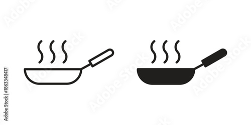 Frying pan icons concept. Vector Line Icon Design. Simple flat style