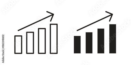 Growth chart icons concept. Vector Line Icon Design. Simple flat style
