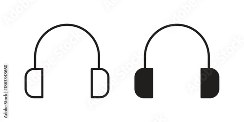 Headset icons concept. Vector Line Icon Design. Simple flat style