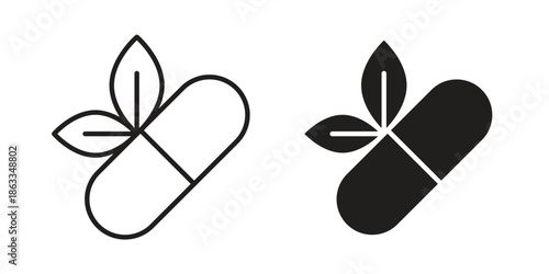 Herbal capsule icons concept. Vector Line Icon Design. Simple flat style