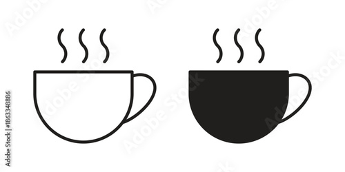 Hot coffee cup icons concept. Vector Line Icon Design. Simple flat style